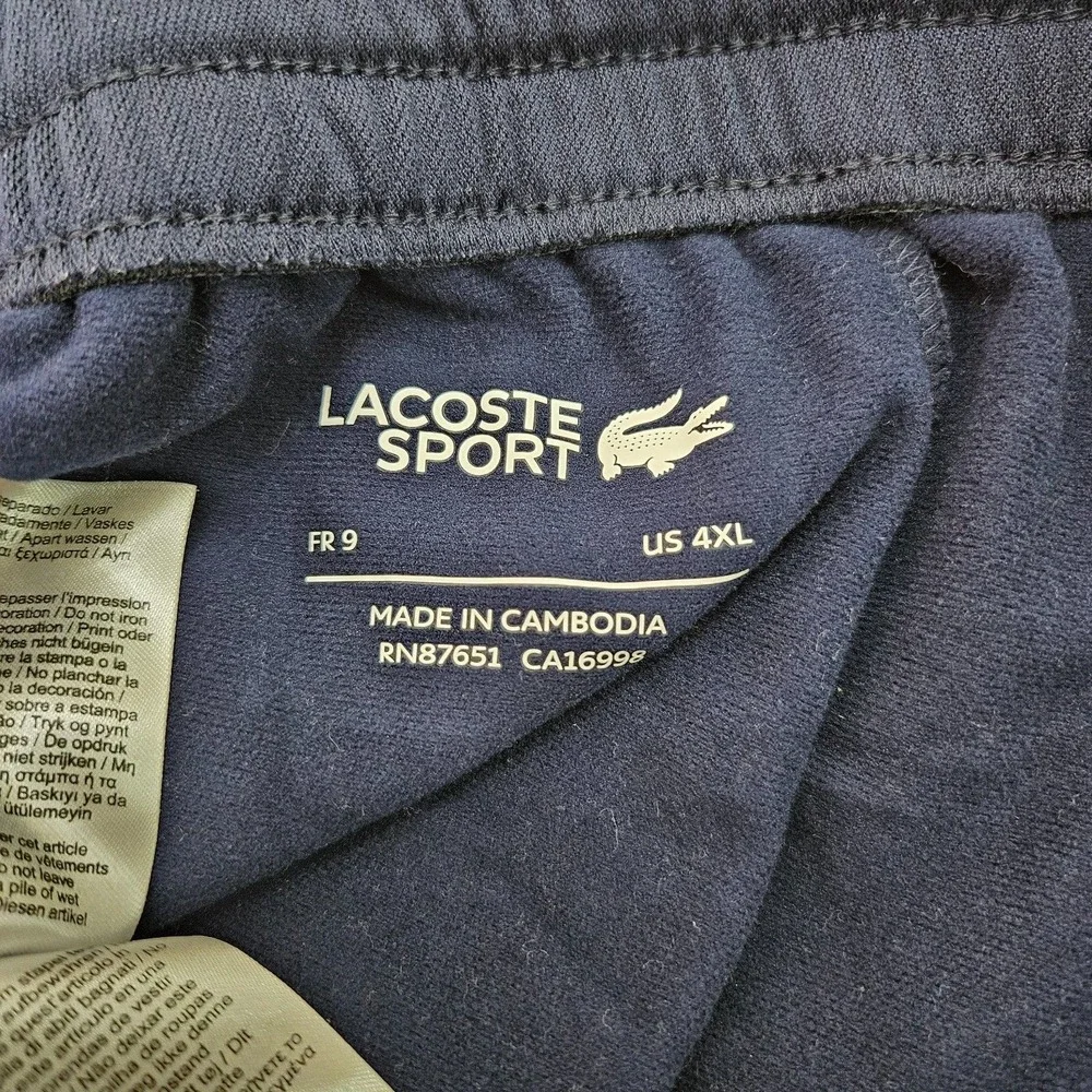 Lacoste Sport Mens Track Pants Navy Blue Royal‎ Stripe Joggers 2XL Drawstring